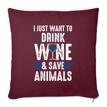 Vin de bien-être animal - Housse de coussin décorative 45 x 45 cm - bordeaux - Devant