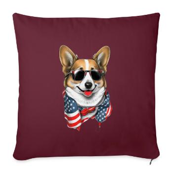patriotique gallois corgi drapeau américain - Housse de coussin décorative 45 x 45 cm - bordeaux - Devant