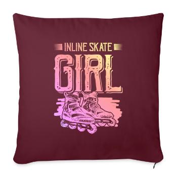 Skate Inline Girls - Housse de coussin décorative 45 x 45 cm - bordeaux - Devant
