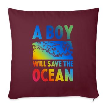 Océan Sauvez l’océan - Housse de coussin décorative 45 x 45 cm - bordeaux - Devant