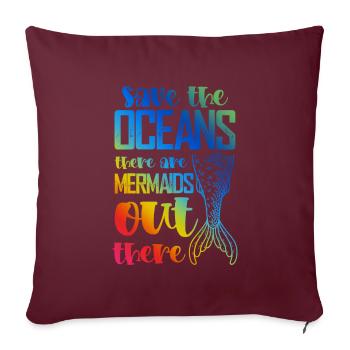 Sauvez la sirène de l’océan - Housse de coussin décorative 45 x 45 cm - bordeaux - Devant
