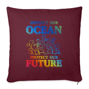Sauvons l’océan - Housse de coussin décorative 45 x 45 cm - bordeaux - Devant