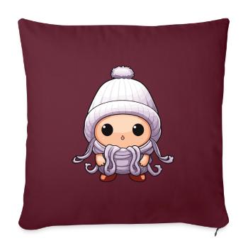 Poulpe d’hiver Octopus Comic Mignon - Housse de coussin décorative 45 x 45 cm - bordeaux - Devant