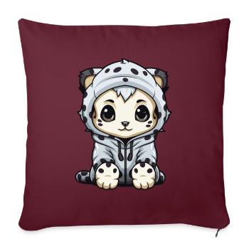 Léopard des neiges Léopard d’hiver Animal - Housse de coussin décorative 45 x 45 cm - bordeaux - Devant