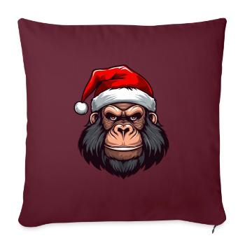 Tête de gorille Noël Noël - Housse de coussin décorative 45 x 45 cm - bordeaux - Devant