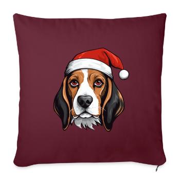 Beagle Hund Kopf Weihnachten Xmas - Sofakissenbezug 45 x 45 cm - Burgunderrot - Vorne