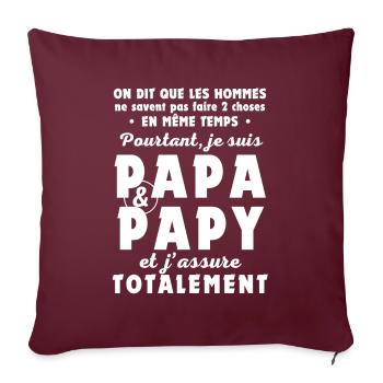 Pour un Papa papy - Idée cadeau grand-père on dit - Housse de coussin décorative 45 x 45 cm - bordeaux - Devant