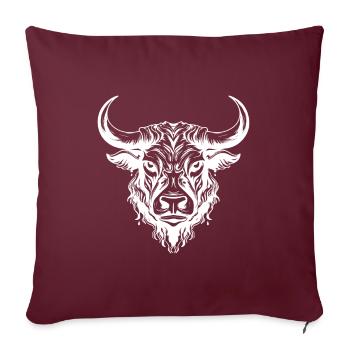 Bulle Kopf Stier Taurus - Sofakissenbezug 45 x 45 cm - Burgunderrot - Vorne