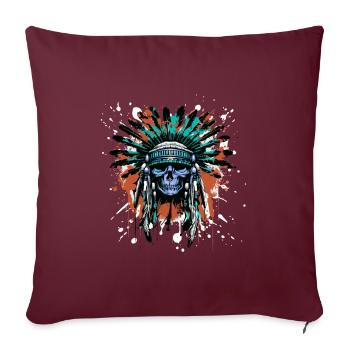 Apache Crâne Indien Coloré - Housse de coussin décorative 45 x 45 cm - bordeaux - Devant