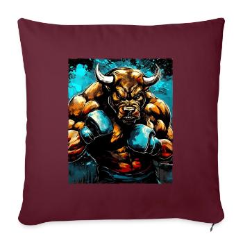 Stier Bulle Boxer Kämpfer - Sofakissenbezug 45 x 45 cm - Burgunderrot - Vorne