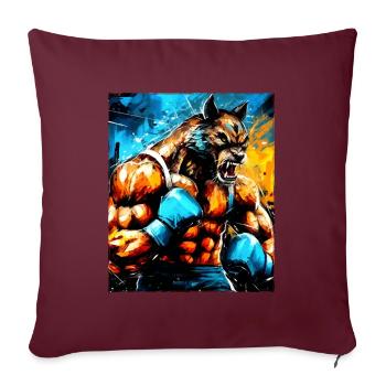 Wolf Boxer Kämpfer - Sofakissenbezug 45 x 45 cm - Burgunderrot - Vorne