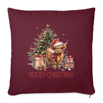 Mooey Noël avec sapin de Noël et cadeaux - Housse de coussin décorative 45 x 45 cm - bordeaux - Devant
