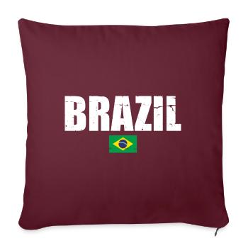 Brésil Brésil Drapeau brésilien - Housse de coussin décorative 45 x 45 cm - bordeaux - Devant
