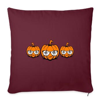 Visage de citrouille d’Halloween - Housse de coussin décorative 45 x 45 cm - bordeaux - Devant