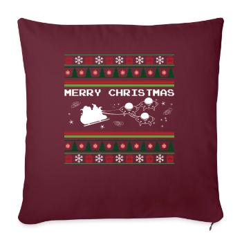 Ufo Noël laid - Housse de coussin décorative 45 x 45 cm - bordeaux - Devant