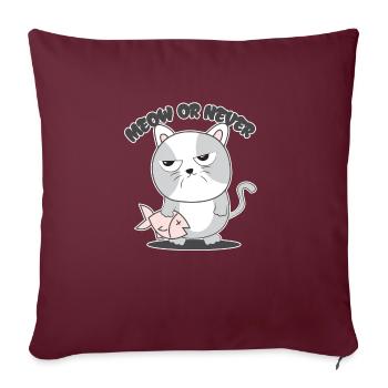 Chat Miau poisson - Housse de coussin décorative 45 x 45 cm - bordeaux - Devant