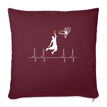 Cadeau de battement de coeur de joueur de basket-ball - Housse de coussin décorative 45 x 45 cm - bordeaux - Devant