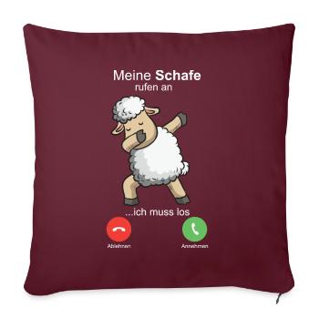 Les moutons appellent l’agriculteur berger mouton paysan - Housse de coussin décorative 45 x 45 cm - bordeaux - Devant