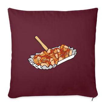 Currywurst Curry Wurst Bratwurst Berlin Ruhrpott - Housse de coussin décorative 45 x 45 cm - bordeaux - Devant