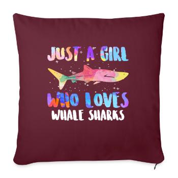 Requin baleine juste une fille qui aime les requins baleines - Housse de coussin décorative 45 x 45 cm - bordeaux - Devant