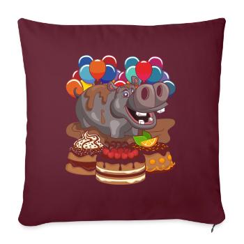 Enfants anniversaire cadeau animal hippopotame - Housse de coussin décorative 45 x 45 cm - bordeaux - Devant