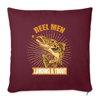Pêche à la truite Pêcher Rengaine pour pêche à la mouche - Housse de coussin décorative 45 x 45 cm - bordeaux - Devant