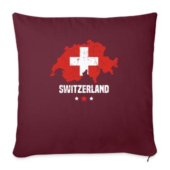 Schweiz Flagge Schweizer - Sofakissenbezug 45 x 45 cm - Burgunderrot - Vorne