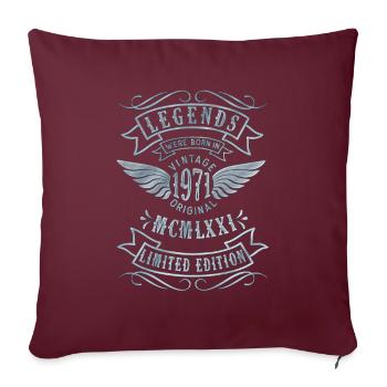 Né en 1971 Anniversaire 1971 Millésime - Housse de coussin décorative 45 x 45 cm - bordeaux - Devant
