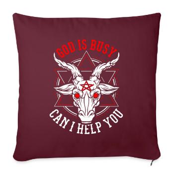 God Is Busy Can I Help You Devil Satanic Satan - Sofakissenbezug 45 x 45 cm - Burgunderrot - Vorne