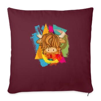 La vache des Highlands - Housse de coussin décorative 45 x 45 cm - bordeaux - Devant