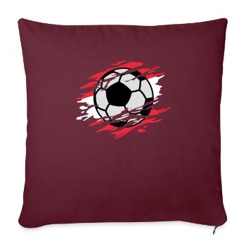 Autriche Football et drapeau autrichien - Housse de coussin décorative 45 x 45 cm - bordeaux - Devant