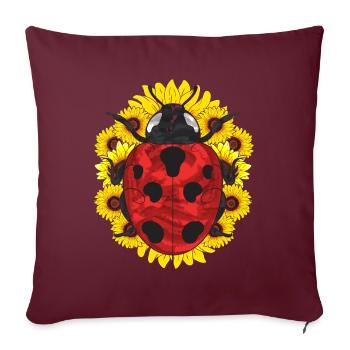 Idée cadeau tournesol Insecte Animal Coccinelle - Housse de coussin décorative 45 x 45 cm - bordeaux - Devant