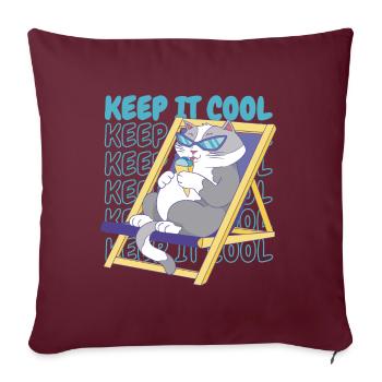Crème glacée Été Plage Crème glacée Chat de vacances - Housse de coussin décorative 45 x 45 cm - bordeaux - Devant