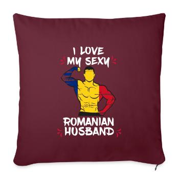 J'aime mon mari roumain sexy - Housse de coussin décorative 45 x 45 cm - bordeaux - Devant