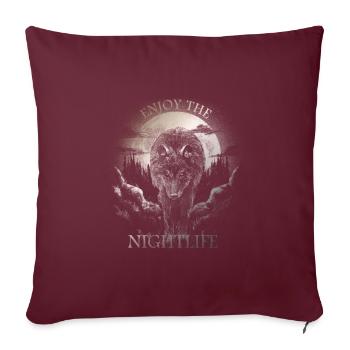 Profitez de la vie nocturne I Wolf Moon - Housse de coussin décorative 45 x 45 cm - bordeaux - Devant