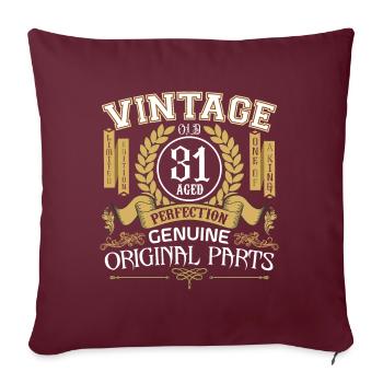 Vintage 31 ans - cadeau d'anniversaire 31 ans - Housse de coussin décorative 45 x 45 cm - bordeaux - Devant
