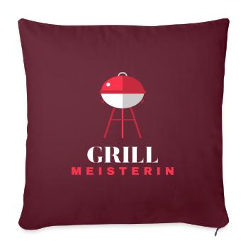Grillmeisterin - Deutscher Spruch - Sofakissenbezug 45 x 45 cm - Burgunderrot - Vorne