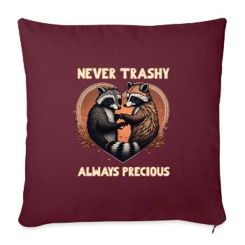 Raccoon Love Never Trashy Alway Precious - Housse de coussin décorative 45 x 45 cm - bordeaux - Devant