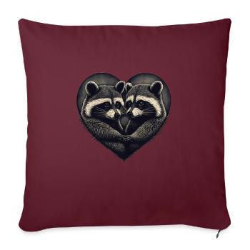 Cœur de raton laveur Saint-Valentin - Housse de coussin décorative 45 x 45 cm - bordeaux - Devant