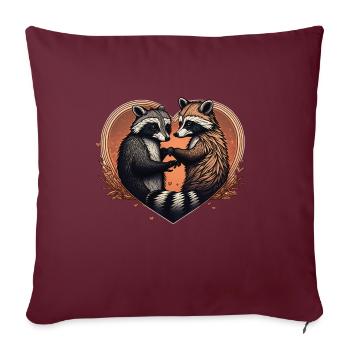 Cœur de raton laveur Saint-Valentin - Housse de coussin décorative 45 x 45 cm - bordeaux - Devant