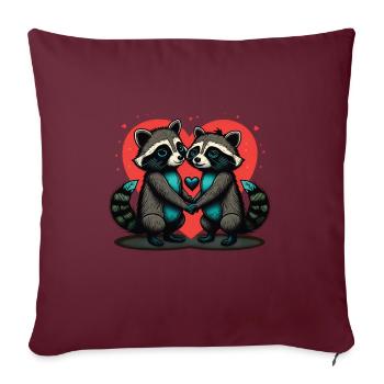 Cœur de raton laveur Saint-Valentin - Housse de coussin décorative 45 x 45 cm - bordeaux - Devant