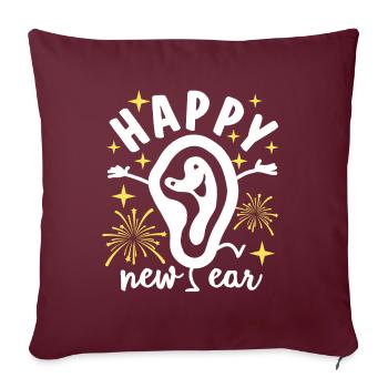Bonne année - Oreille - Nouvel An - Réveillon du Nouvel An - Fête - Housse de coussin décorative 45 x 45 cm - bordeaux - Devant