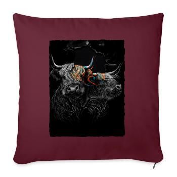 Portrait de bétail écossais des Highlands - Housse de coussin décorative 45 x 45 cm - bordeaux - Devant