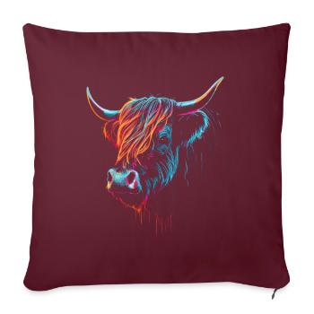 Portrait de bétail écossais des Highlands - Housse de coussin décorative 45 x 45 cm - bordeaux - Devant