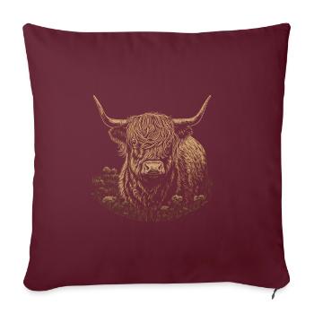 Portrait de bétail écossais des Highlands - Housse de coussin décorative 45 x 45 cm - bordeaux - Devant