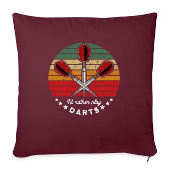 Je préfère jouer aux fléchettes - fan de fléchettes - dire - Housse de coussin décorative 45 x 45 cm - bordeaux - Devant