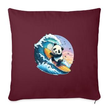 Pandabär Beim Surfen Auf Der Großen Welle Vor - Sofakissenbezug 45 x 45 cm - Burgunderrot - Vorne