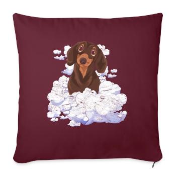 Dog Lover Dogs Cadeau Nuages teckel - Housse de coussin décorative 45 x 45 cm - bordeaux - Devant