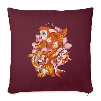 Fleur de cerisier Nishikigoi Cadeau Sakura Koi Carpe - Housse de coussin décorative 45 x 45 cm - bordeaux - Devant