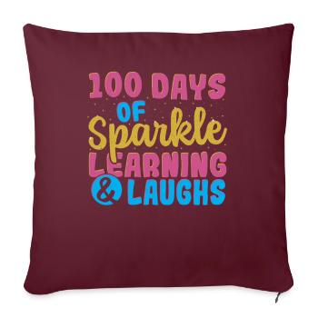 100 jours d’apprentissage et de rire pétillants 100 jours - Housse de coussin décorative 45 x 45 cm - bordeaux - Devant